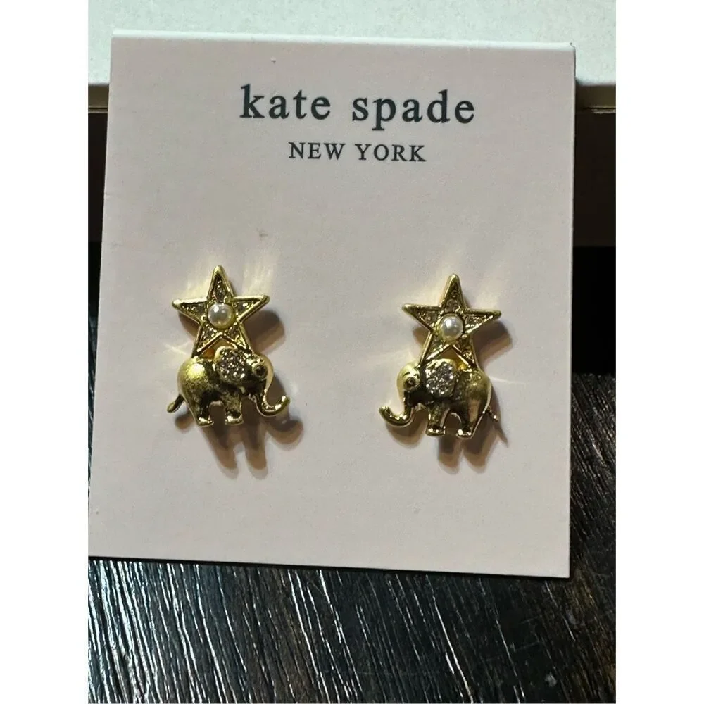 Kate Spade NEW elephant Winter carnival earrings